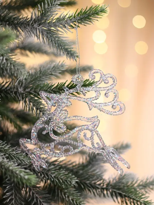 Ёлочная игрушка &laquo;Зимнее волшебство. Олень в прыжке - магия&raquo;, 13&times;12 см, прозрачный