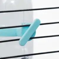 Поилка для грызунов с металлическим носиком, 60 мл, прозрачная с голубым крепление