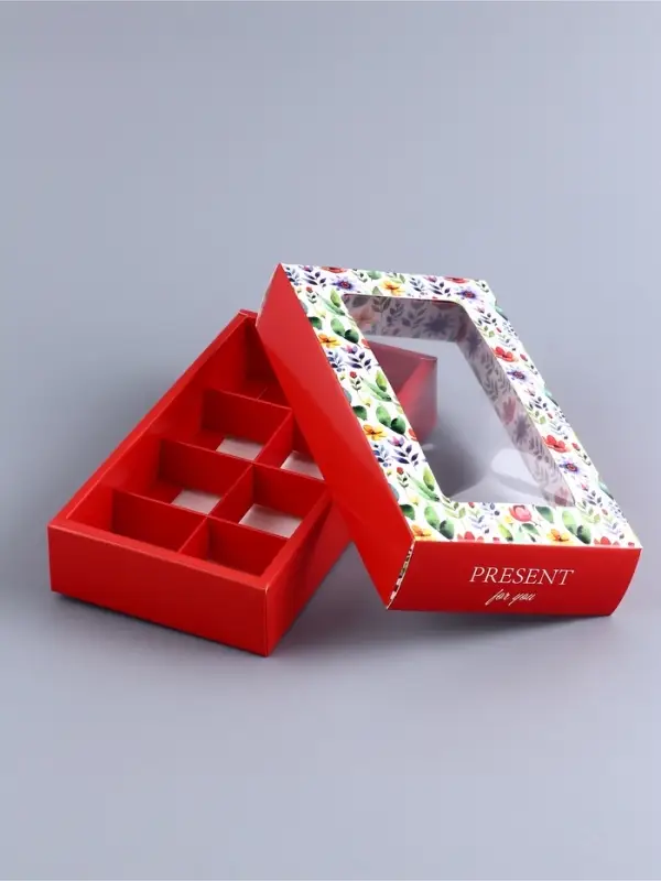 Коробка складная для 8 конфет &laquo;Презент&raquo;, 9.8&times;17.7&times;3.5 см