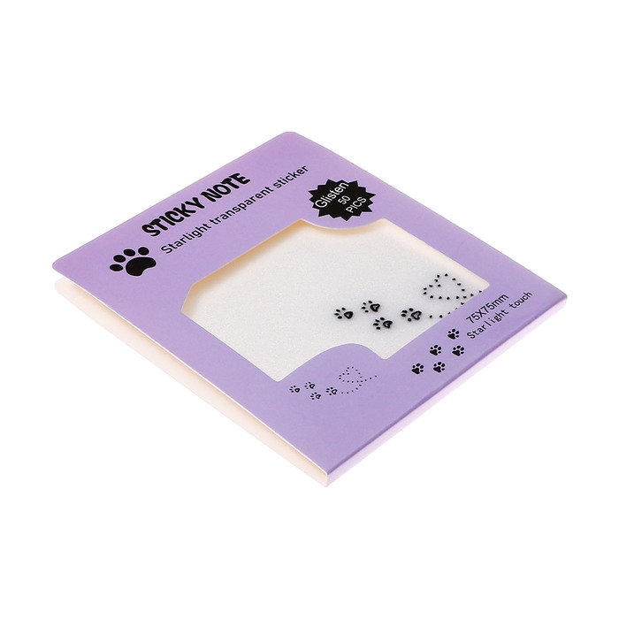 Блок с липким краем 75мм х 75мм 50л пластик прозрачные с блестками Лапки кошки Блок с липким краем 75мм х 75мм 50л пластик прозрачные с блестками Лапки кошки