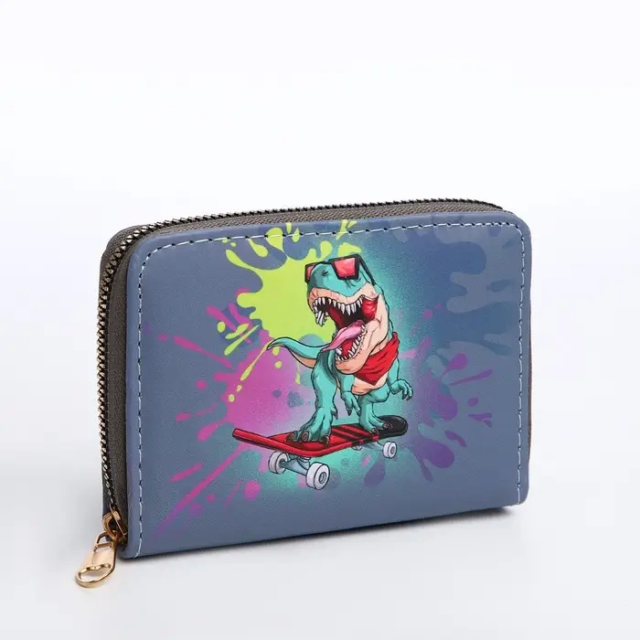 Кошелёк детский на молнии Выбражулька &laquo;Динозавр&raquo;, тёмно-синий