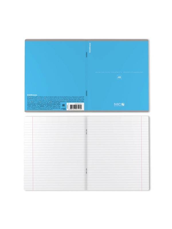 Тетрадь 48 листов в линейку ErichKrause, обложка мелованный картон, блок офсет, 100% белизна, МИКС