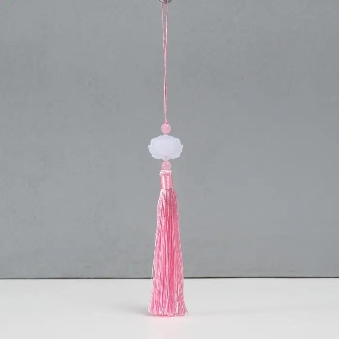 Подвеска текстиль, пластик Подвеска текстиль, пластик "Кисть. Лотос" розовая 1,2х2,7х14,5 см