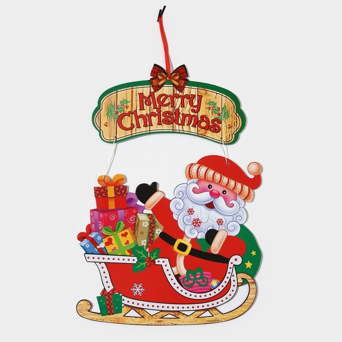Декоративное украшение (подвеска)  Декоративное украшение (подвеска) "Дед мороз на санках" 43,5х30,5 см