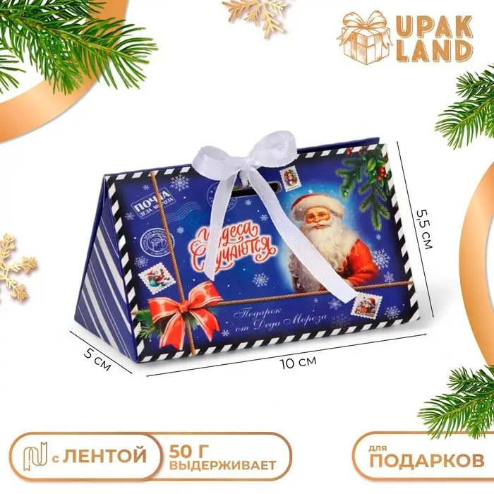 Бонбоньерка, новогодняя подарочная упаковка «Волшебства и сказки», 10×5.5×5 см Бонбоньерка, новогодняя подарочная упаковка «Волшебства и сказки», 10×5.5×5 см