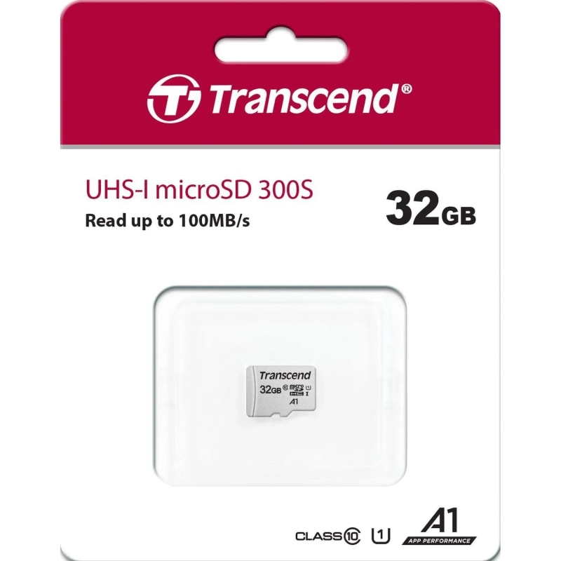 Карта памяти Transcend 300S microSDHC 32Gb UHS-I Cl10, TS32GUSD300S