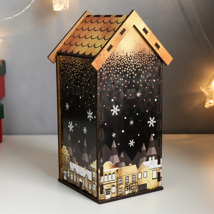 Новогодний чайный домик  Новогодний чайный домик "Дома. Черное золото" 20х10,5х9,5 см