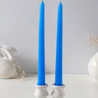 Набор свечей античных 25 см, 2 шт., 58 г, 7 ч, синий
