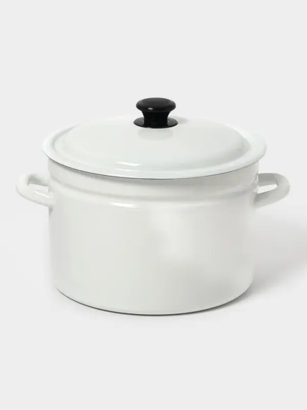 Кастр.цил.борт. 8л (белая)Без декора