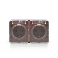 AtlasDesign PROFI IP54 О/У РОЗЕТКА двойная с з/к со шторками 16А, ТЕРРАКОТОВЫЙ
