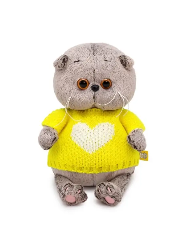 Мягкая игрушка &laquo;Кот Басик BABY&raquo;, в свитере с сердцем, 20 см