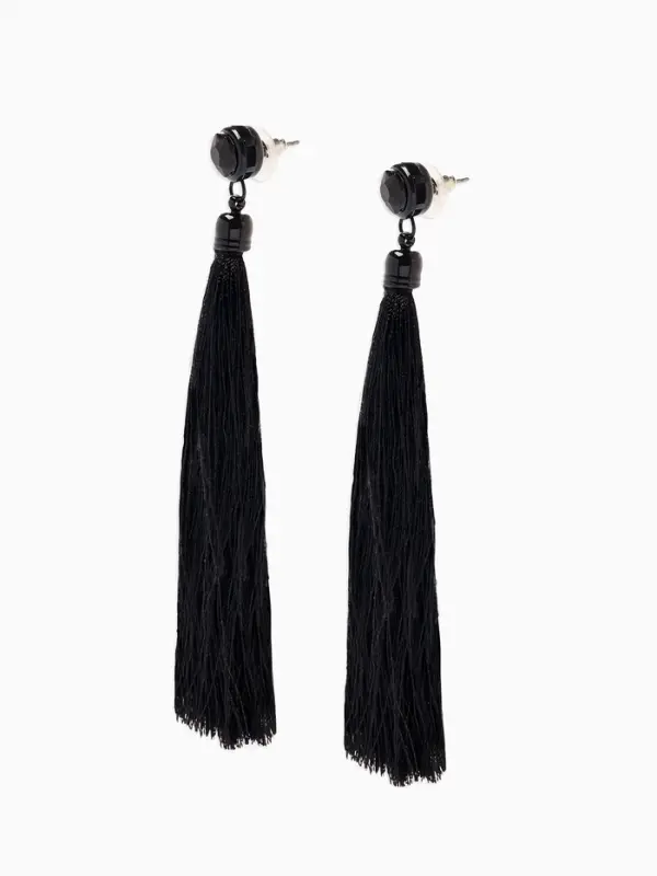 Серьги &laquo;Кисти&raquo;, цвет чёрный, L кисти 9 см