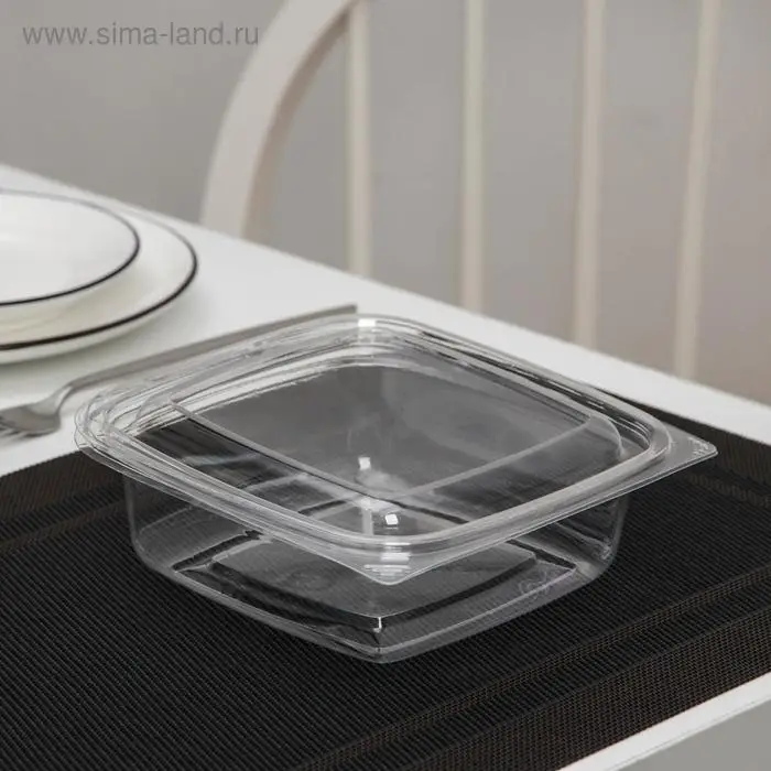 Контейнер одноразовый с неразъёмной крышкой ПР-СК-РГ-А, пластик, 750 мл, 16.8×6 см, прозрачный