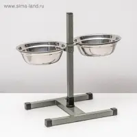 Подставка с мисками, 2&times;1 л, высота 40 см, разборная, зелёная