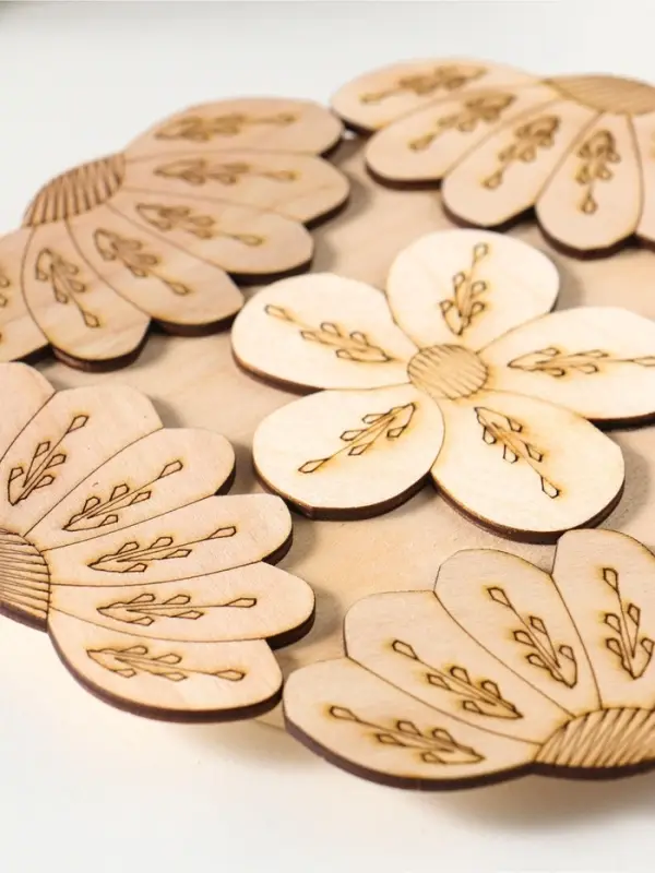 Подставка под горячее &laquo;Ромашка с узором&raquo; 19см, можжевельник, фанера