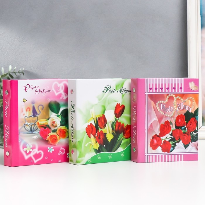Фотоальбом на 32 фото 10х15 см Фотоальбом на 32 фото 10х15 см "Цветочное ассорти" МИКС 16,5х12х3,5 см