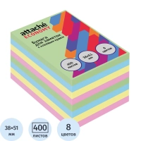 Бумага для заметок с клеевым краем  38x51 мм, 400 л, 8 цветов в асс