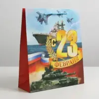 Пакет подарочный ламинированный, упаковка, «С днём защитника отечества», ML 23 х 27 х 8 см