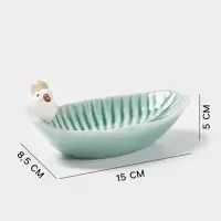 Блюдо керамическое сервировочное &laquo;Птичка на листочке&raquo;, 15.5&times;8.5 см, бирюзовое