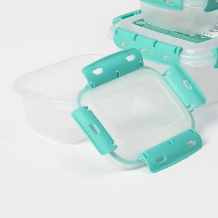 Набор пищевых герметичных контейнеров Альт-Пласт, 3 шт.: 380 мл, 0.8 л, 1.5 л, прозрачные, крышка голубая