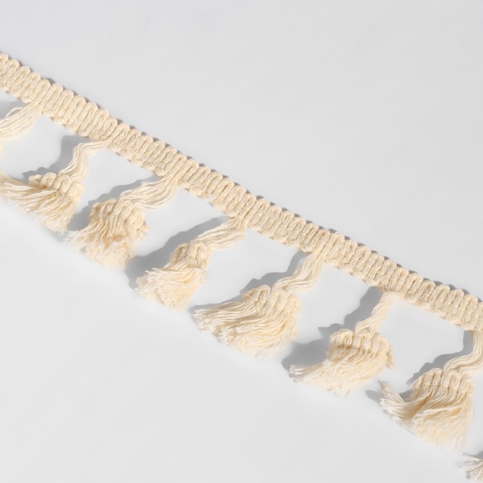 Тесьма декоративная «Бахрома», 45 мм, 10 ± 1 м, цвет бежевый Тесьма декоративная «Бахрома», 45 мм, 10 ± 1 м, цвет бежевый