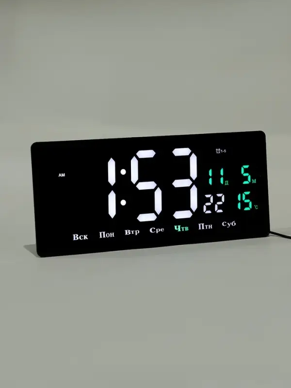 Часы электронные настенные, 36.2&times;15.5 см, белые цифры