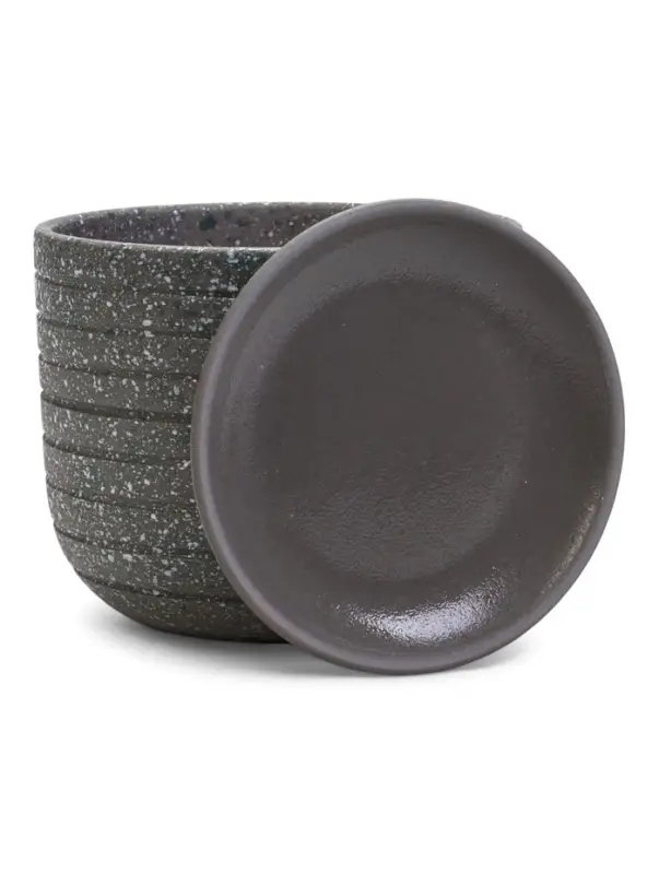 Горшок цветочный  с поддоном 1,6 л, серый керамика  Горшок цветочный  с поддоном 1,6 л, серый керамика "Пряности" (М)