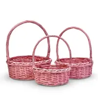 Набор корзин 3 шт ИВА 38x38x14 33x33x12 27х27x12 см ПЛЕТ ручка h=20/18/16 см