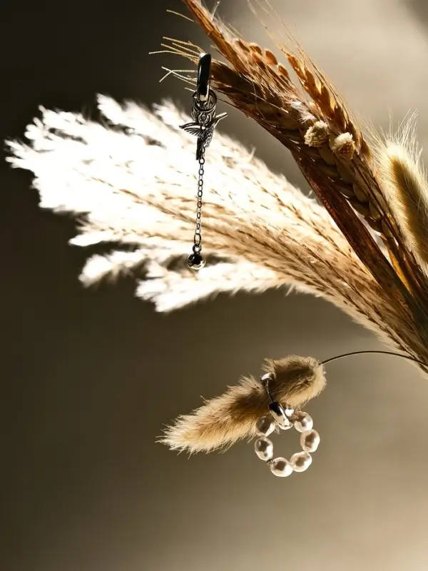 Серьги со съёмным элементом &laquo;Трансформер&raquo;, птица, белые в серебре