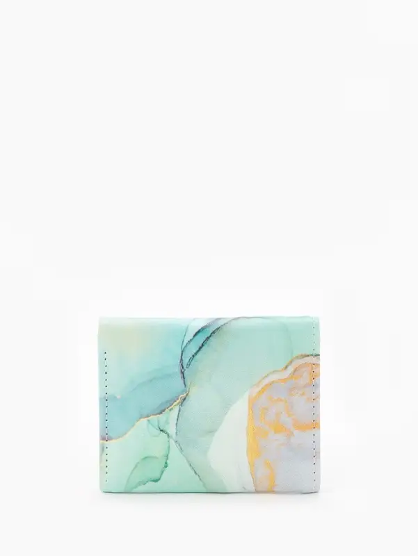 Кошелёк женский на кнопке, 10&times;1.5&times;8 см, с принтом, зелёный/бирюзовый