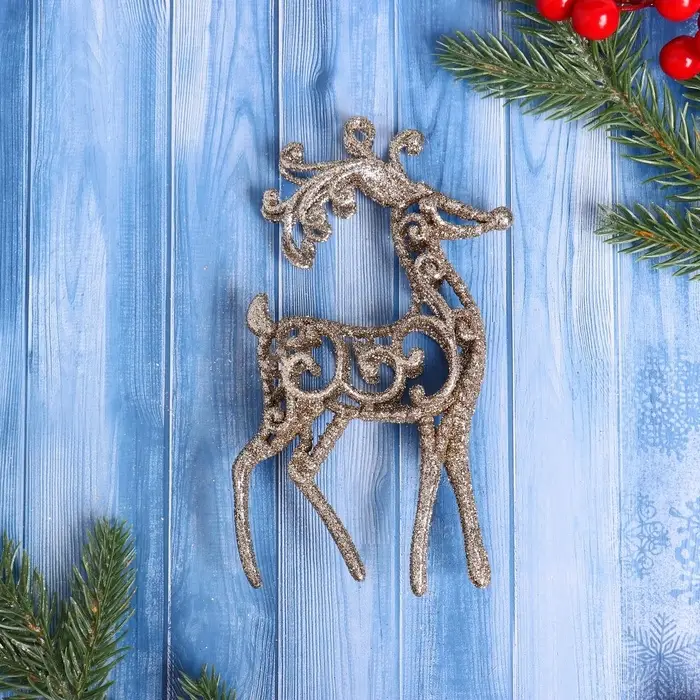 Ёлочная игрушка &laquo;Зимнее волшебство. Олень узорный блеск&raquo; пластик, 7&times;15 см, МИКС