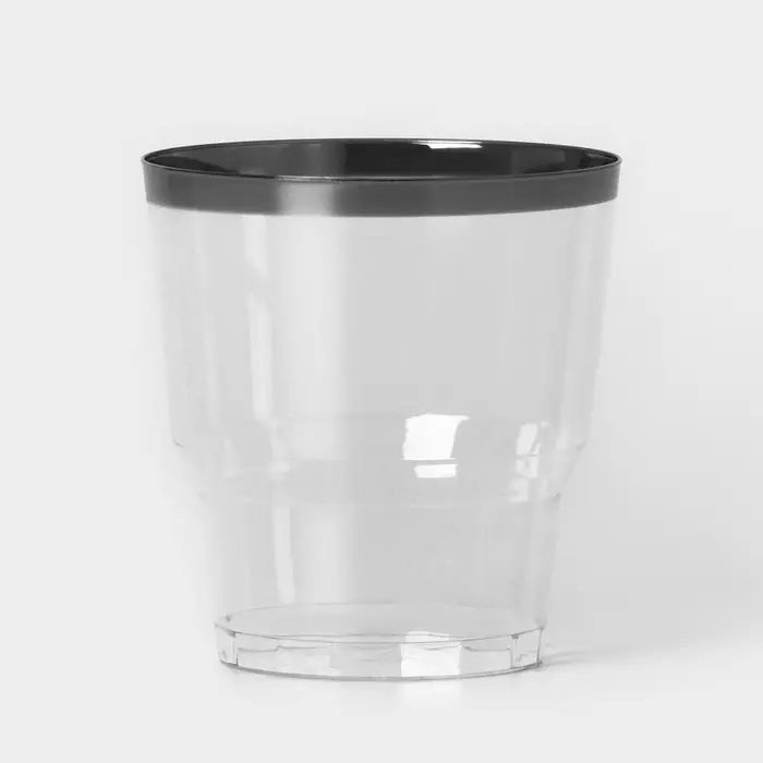 Стакан пластиковый одноразовый «Кристалл», 200 мл, с металлизированными каемками, цвет прозрачный