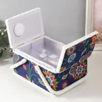 Шкатулка для рукоделия и шитья &laquo;Цветочная мозаика&raquo;, хранение ниток, иголок, мелочи, 19&times;26&times;14.5 см