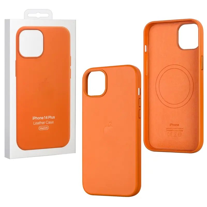 Чехол iPh 14 Plus Leather Case 100% ORG Orange (MagSafe) c LOGO