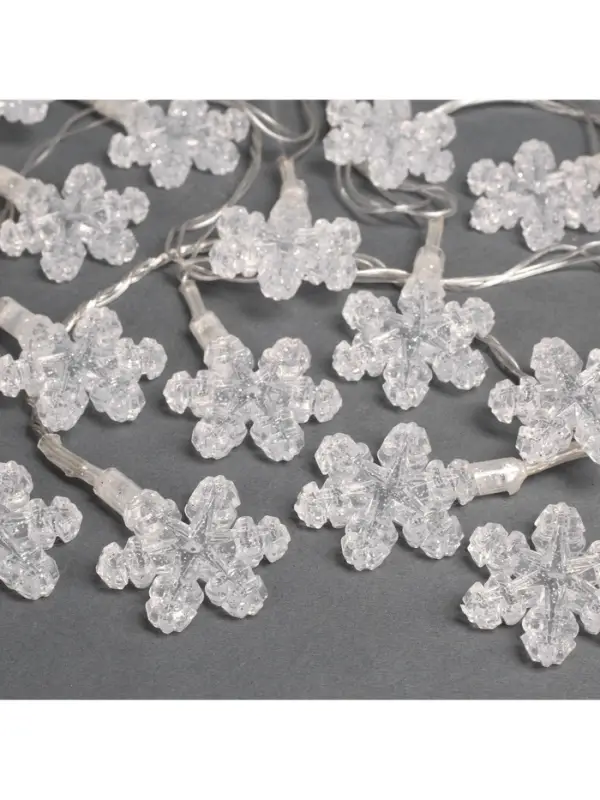 Гирлянда &laquo;Нить&raquo; 5 м с насадками &laquo;Снежинки&raquo;, IP20, прозрачная нить, 20 LED, свечение мульти (RG/RB), мигание, 220 В