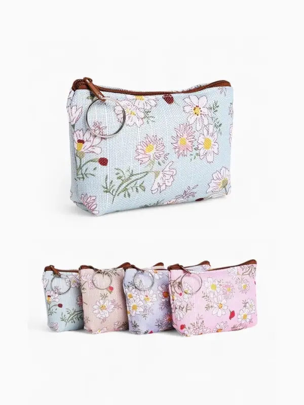 Кошелёк-монетница на молнии 12&times;1&times;9 см, с цветочным принтом, МИКС