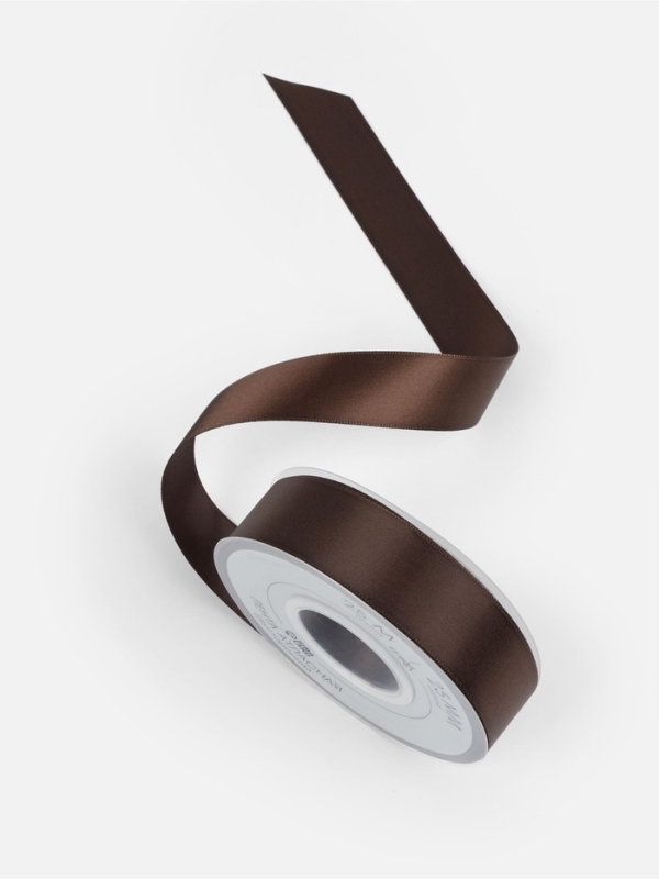 Лента атласная двухсторонняя №0850 25мм*25±1м орехово-коричневый TR