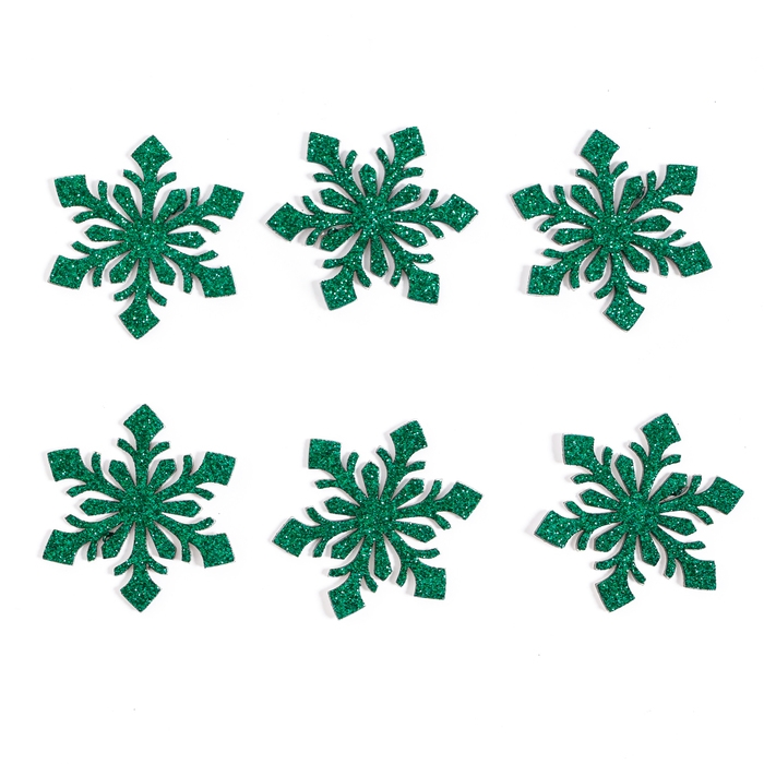 Новый год! Декор «Снежинки» на клеевой основе, набор 6 шт., цвет зелёный Новый год! Декор «Снежинки» на клеевой основе, набор 6 шт., цвет зелёный