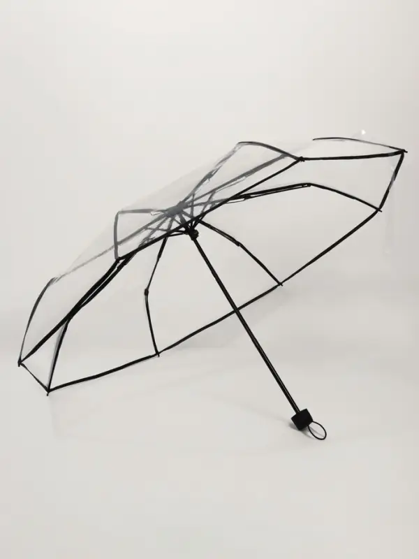 Зонт механический &laquo;Однотонный&raquo;, 3 сложения, 8 спиц, R=48/53 см, d=96 см, прозрачный, чёрный