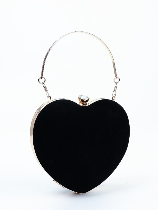 Сумка жен, 18*9*20, отд на фермуаре, цепь, текстиль, сердце, черный