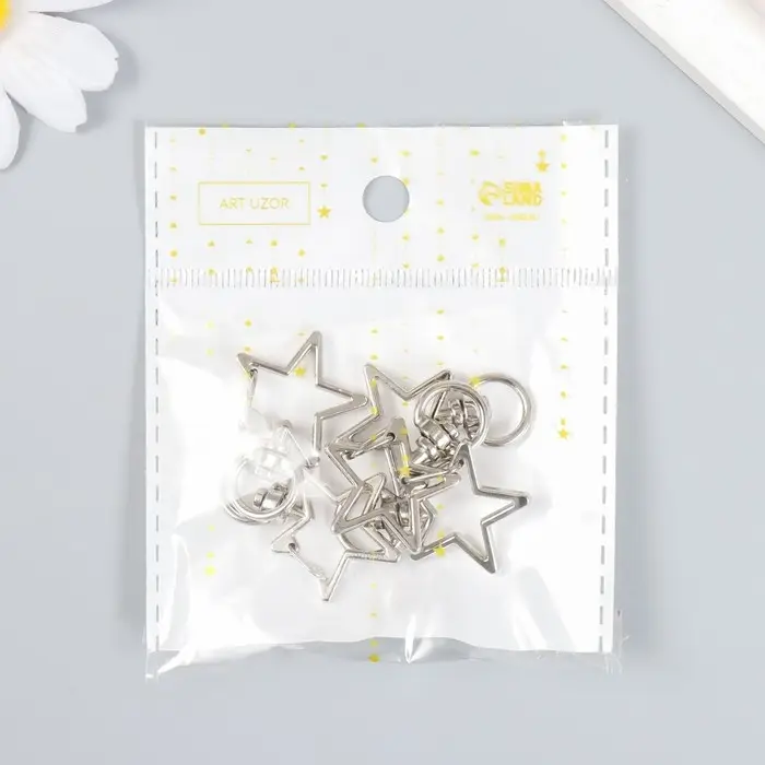 Карабин металл с кольцом Карабин металл с кольцом "Звезда" серебро 3,4х2,3 см