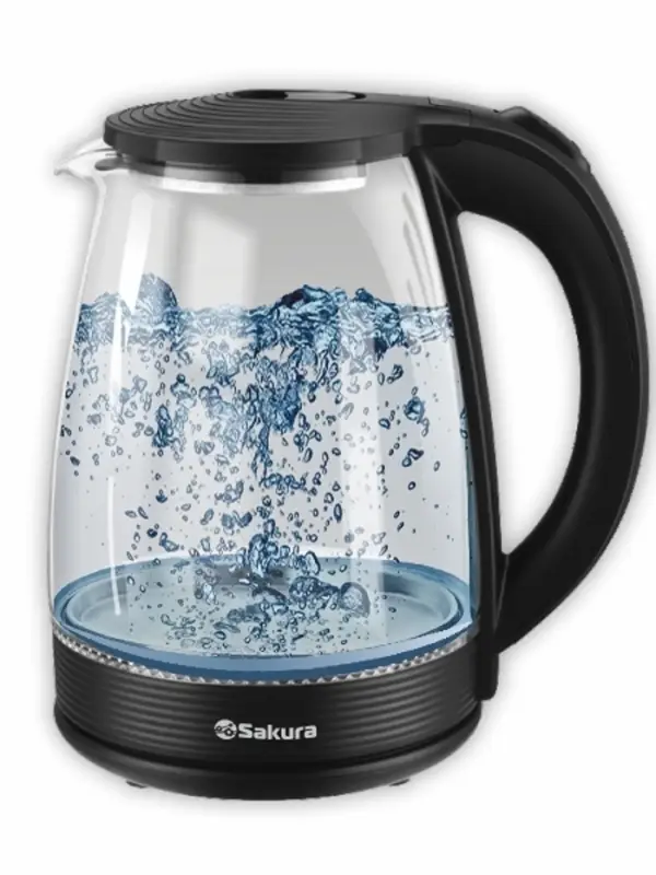 Чайник электрический Sakura SA-2743BK, 1.8 л, 1800 Вт, стеклянный, с подсветкой