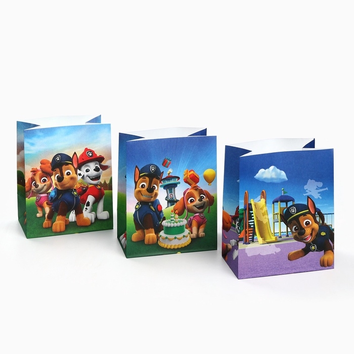 Набор крафтовых пакетов со стикерами, Щенячий патруль, 18х22х12 см Набор крафтовых пакетов со стикерами, Щенячий патруль, 18х22х12 см