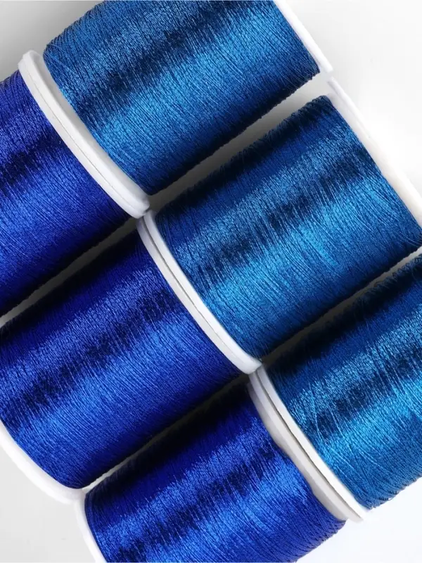 Нитки металлизированные, 91&plusmn;1 м, набор 6 шт., синие