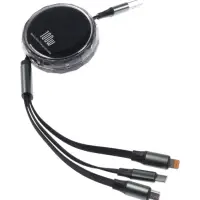 Кабель Type-C-Type-C, 2 А, Type-C-microUSB, lighting, с подставкой, 3 А, 1 м, чёрный