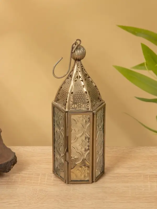 Подсвечник фонарь "Кружево" железо 6,5х6,5х18 см