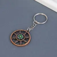 Металлический брелок для ключей на кольце &laquo;Штурвал с компасом&raquo;, 3.5&times;3.5 см