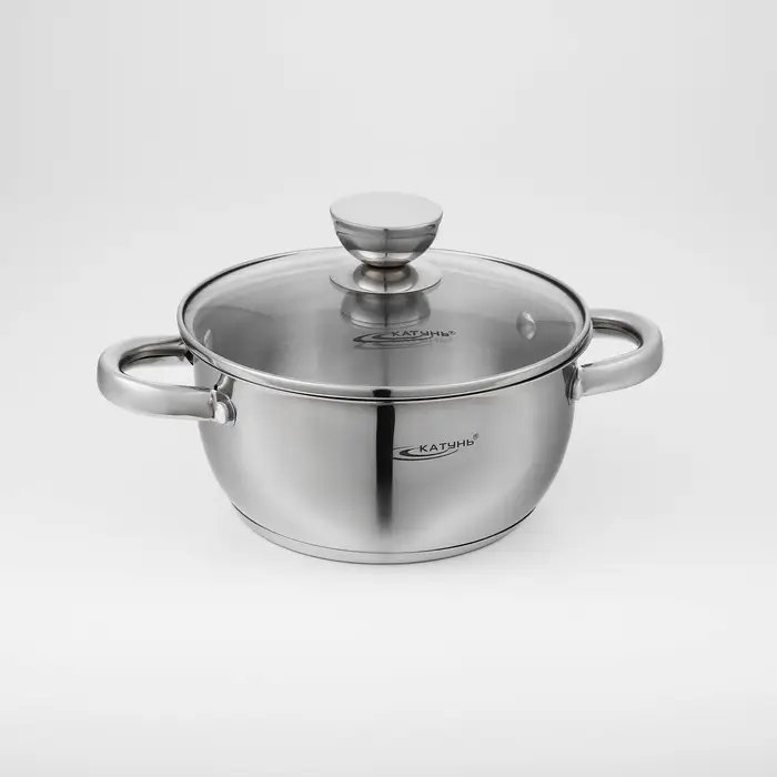 Кастрюля Катунь &laquo;Антея&raquo;, 2 л, d=18 см, с крышкой, капсульное дно, индукция, нержавеющая сталь, AISI - 201, хромированная