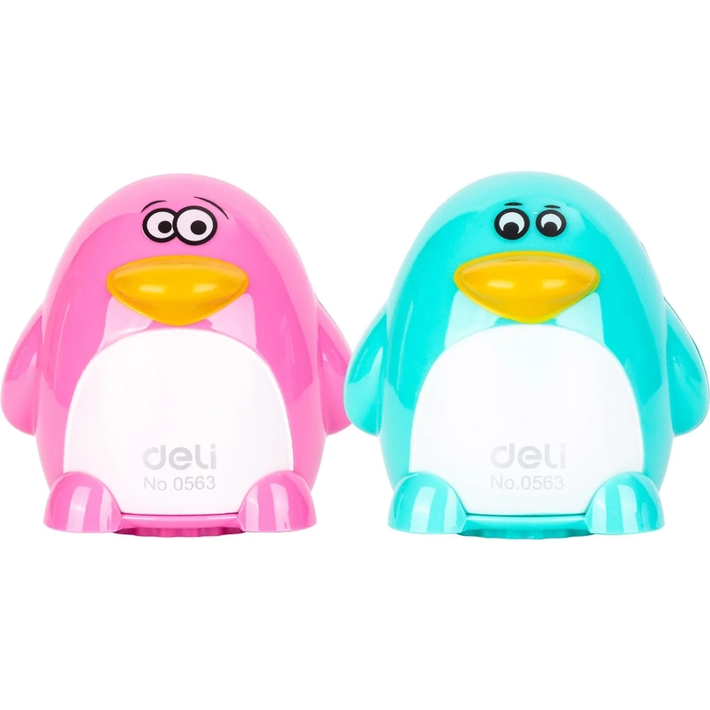 Точилка для карандашей ручная Deli Пингвин E0563 2 отв пластик ассорти