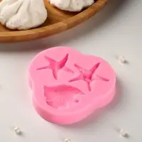 Молд для заливки &laquo;Лагуна&raquo;, силикон, 3 ячейки, 8&times;7.5&times;1 см, розовый